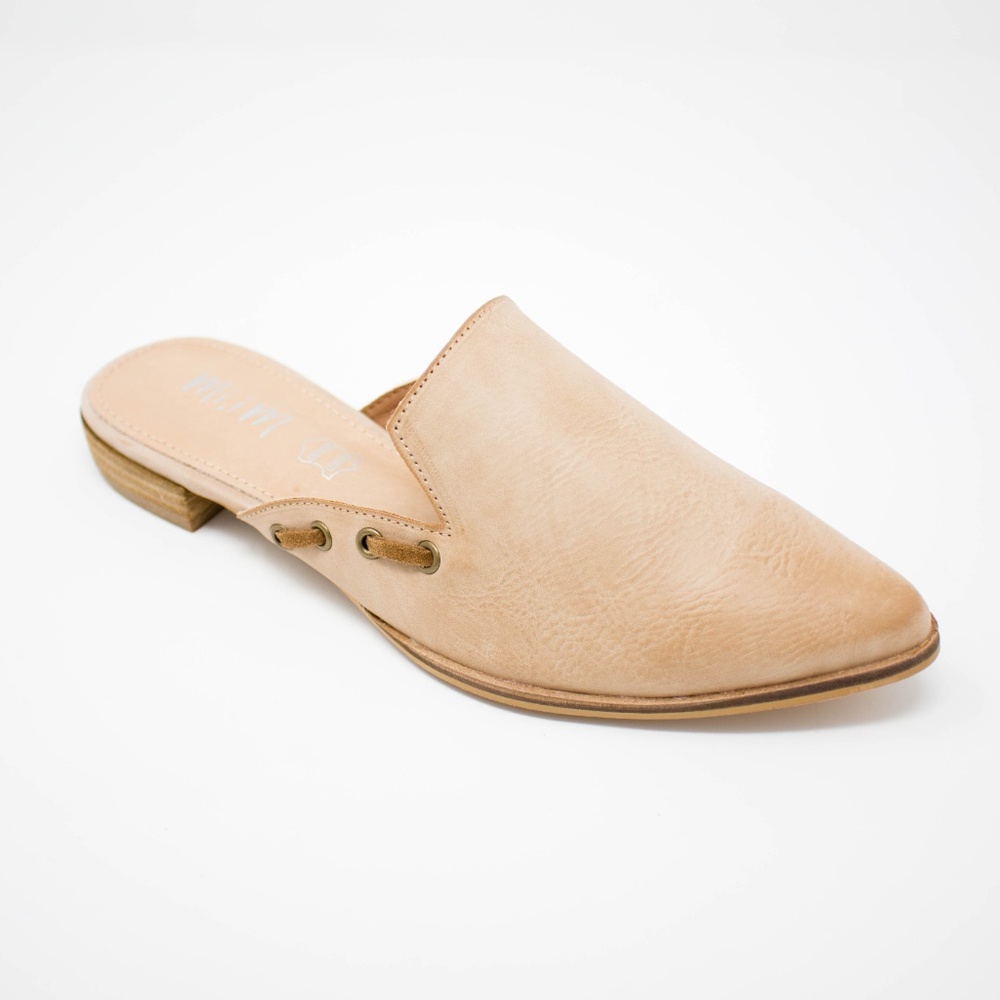 TAYLOR Simple Leather Pointed Mules - Rose